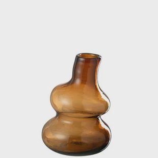 J-Line vaas Fles - glas - bruin - small - 27 cm hoog