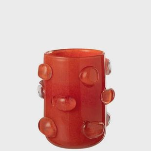 J-Line vaas Aruna - glas - rood - small - Ø 19 cm