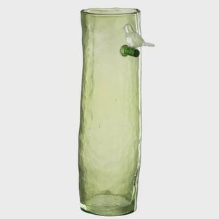 J-Line vaas Lang Vogel - glas - groen - large - 32 cm hoog