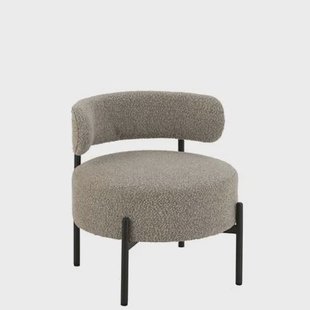 J-Line loungestoel Bouclé - multiplex|polyester - grijs|zwar