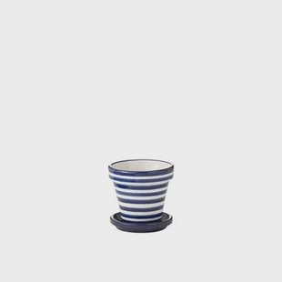 J-Line bloempot Granada Stripes - keramiek - blauw - small - Ø 21 cm