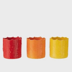 J-Line bloempot Fiesta - keramiek - mix - 3 stuks - Ø 14 cm