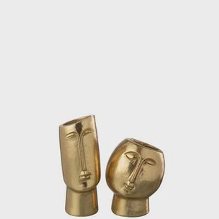 J-Line vaas Hoofd modern - polyresin - goud - 2 stuks - Ø 10 cm J-Line vaas Hoofd modern - polyresin - goud - 2 stuks - Ø 10 cm