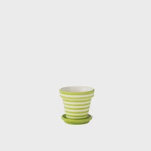J-Line Flowerpot Plate Granada Stripes Handmade Painted Ceramic Gre J-Line Flowerpot+Plate Granada Stripes Handmade+Painted Ceramic Gre