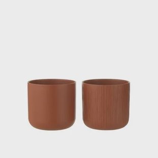 J-Line bloempot Gen - keramiek - bruin - large - 2 stuks - Ø 18.5 cm J-Line bloempot Gen - keramiek - bruin - large - 2 stuks - Ø 18.5 cm