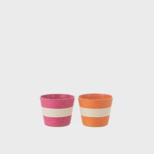 J-Line bloempot Touwtjes Streep - papier - roze|oranje - ext