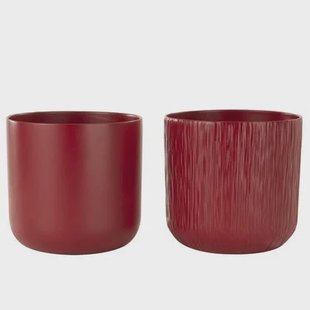 J-Line bloempot Gen - keramiek - rood - XXL - 2 stuks - Ø 26