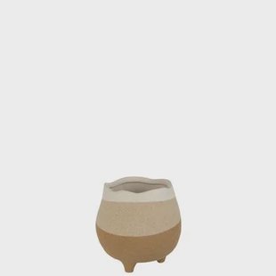 J-Line bloempot Op Voet - keramiek - beige|lichtbruin - medium - Ø 16 cm J-Line bloempot Op Voet - keramiek - beige|lichtbruin - medium - Ø 16 cm