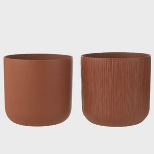 J-Line bloempot Gen - keramiek - bruin - XXL - 2 stuks - Ø 2