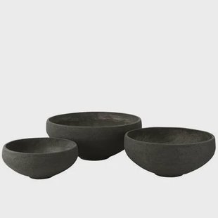 J-Line schaal Vezelklei - keramiek - zwart - 3 stuks - Ø 69.