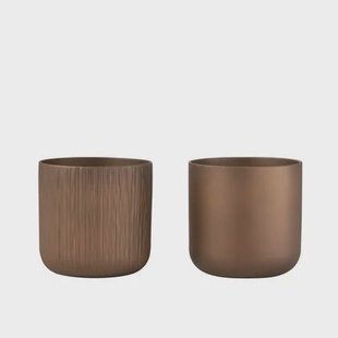 J-Line bloempot Gen - keramiek - goud|koper - extra large - 2 stuks - Ø 21 cm