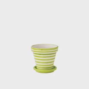 J-Line bloempot Granada Stripes Handmade + Painted - keramiek - groen - medium - Ø 27 cm