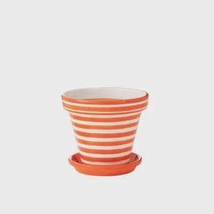 J-Line bloempot Granada Stripes Handmade + Painted - keramiek - oranje - large - Ø 35 cm
