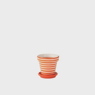 J-Line Flowerpot Plate Granada Stripes Handmade Painted Ceramic Nar J-Line Flowerpot+Plate Granada Stripes Handmade+Painted Ceramic Nar