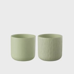 J-Line bloempot Gen - keramiek - pistache - large - 2 stuks - Ø 18.5 cm