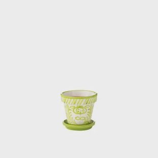 J-Line Flowerpot Plate Granada Handmade Painted Ceramic Green Small J-Line Flowerpot+Plate Granada Handmade+Painted Ceramic Green Small