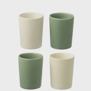 J-Line mok - keramiek - groen|wit - doos van 4