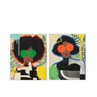 J-Line wanddecoratie Vrouw Popart - canvas - mix - small - 2