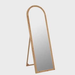 J-Line spiegel Met Voet - glas|sparhout - naturel - 162 x 52