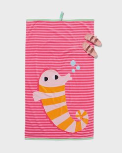 HEMA Kinder strandlaken 80x140cm velours zeepaardje (roze)