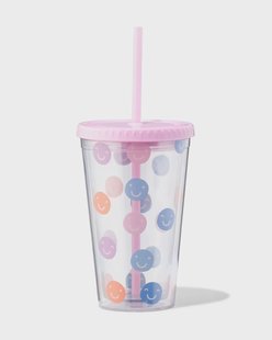 HEMA Drinkbeker met rietje 450ml gezichtjes
