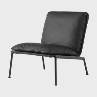 &Tradition Muno LN18 loungefauteuil Dark chrome-Noble leather Black