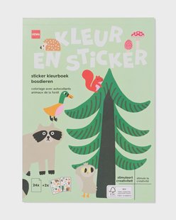 HEMA Kleurboek met stickers A5 bosdieren