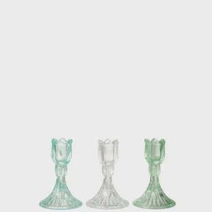 J-Line kandelaar Tulp Koud - glas - mix - 3 stuks