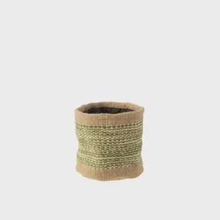J-Line mand Rond + Band - jute - naturel|groen - medium - 2
