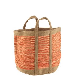 J-Line mand Rond Met Handvaten - jute - naturel|oranje J-Line mand Rond Met Handvaten - jute - naturel|oranje