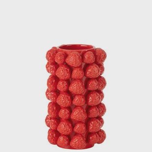 J-Line vaas Aardbeien Cover - keramiek - rood - 26.5 cm hoog