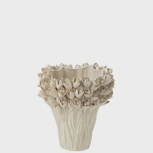 J-Line vaas Ambrosia - keramiek - wit - medium - Ø 28 cm