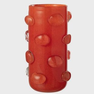 J-Line vaas Aruna - glas - rood - large - 32.5 cm hoog