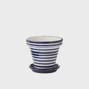 J-Line bloempot Granada Stripes - keramiek - blauw - small - Ø 35 cm