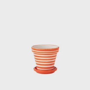 J-Line Flowerpot Plate Granada Stripes Handmade Painted Ceramic Nar J-Line Flowerpot+Plate Granada Stripes Handmade+Painted Ceramic Nar