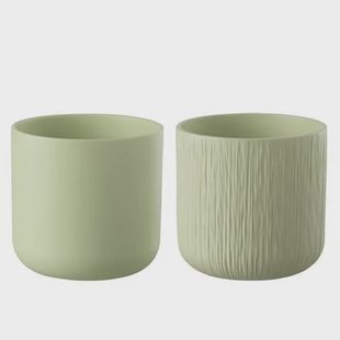 J-Line bloempot Gen - keramiek - pistache - XXL - 2 stuks - Ø 26.5 cm