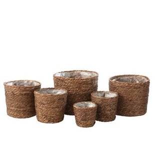J-Line bloempot Ubeda - jute|kunststof - naturel - set van 5 - Ø 23 cm J-Line bloempot Ubeda - jute|kunststof - naturel - set van 5 - Ø 23 cm