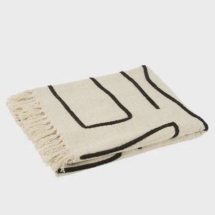 J-Line plaid Strepen|Bogen - katoen - wit|zwart - 180 x 130