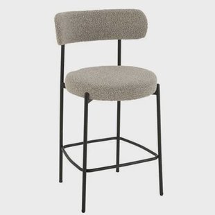 J-Line barstoel Bouclé - multiplex|polyester - grijs|zwart