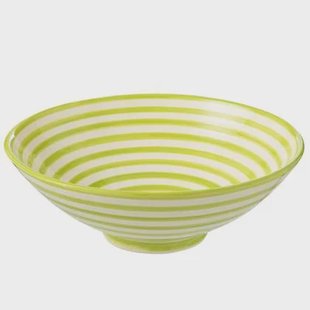 J-Line kom Lebrillo Granada Stripes - keramiek - wit|groen J-Line kom Lebrillo Granada Stripes - keramiek - wit|groen
