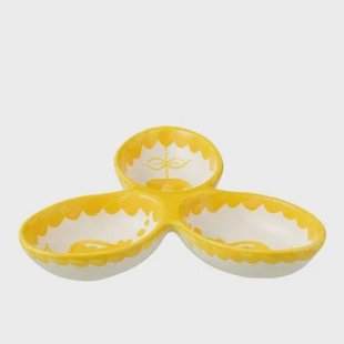J-Line Apero Dish Granada Clover Ceramic White Yellow J-Line Apero Dish Granada Clover Ceramic White Yellow