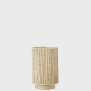 J-Line lamp Cilinder - metaal|katoen - naturel - small - LED lichtjes