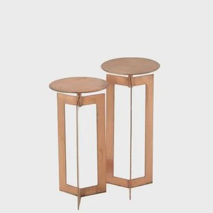 J-Line bijzettafel Zino Hoog - ijzer - koper - set van 2