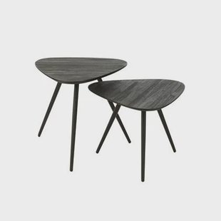 J-Line tafel Driehoek - hout - zwart - set van 2 J-Line tafel Driehoek - hout - zwart - set van 2