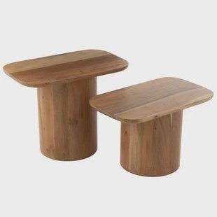 J-Line bijzettafel Acacia - hout - naturel - set van 3 J-Line bijzettafel Acacia - hout - naturel - set van 3