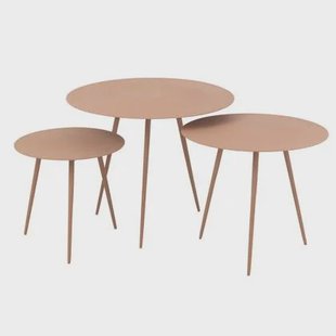 J-Line bijzettafel - ijzer - oud roze - set van 3 J-Line bijzettafel - ijzer - oud roze - set van 3