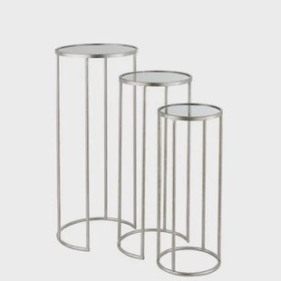 J-Line bijzettafel Leo Spiegel - ijzer - zilver - 3 stuks