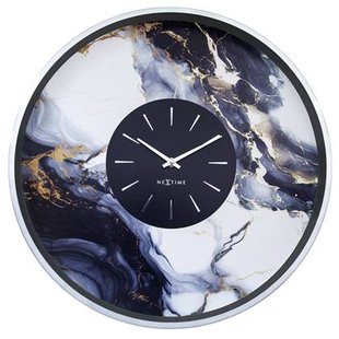 NeXtime - Grote Wandklok 48cm - Stil - Zilver|Wit - Aluminium -