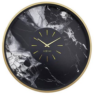 NeXtime - Grote Wandklok 48cm - Stil - Goud|Zwart - Aluminium -