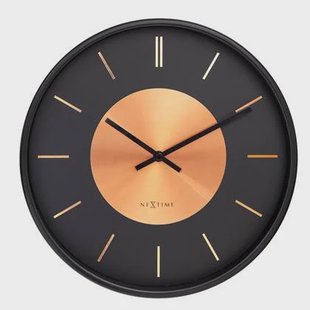 NeXtime - Wandklok 25cm - Stil - Zwart|Koper - Metaal - NeXtime &apos;Retro